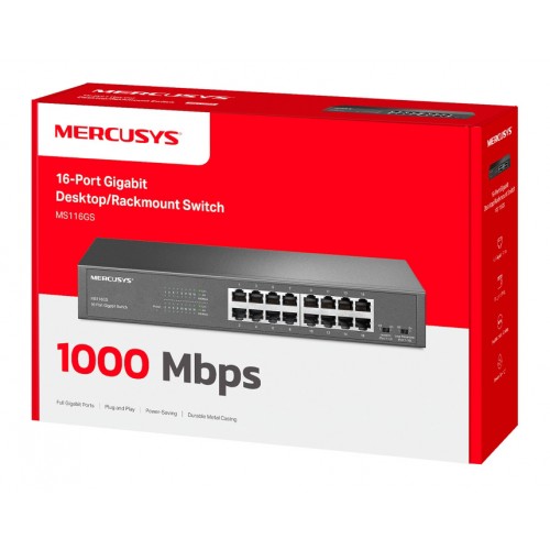 MERCUSYS desktop/rackmount switch MS116GS, 16x Gigabit θύρες, V1.0