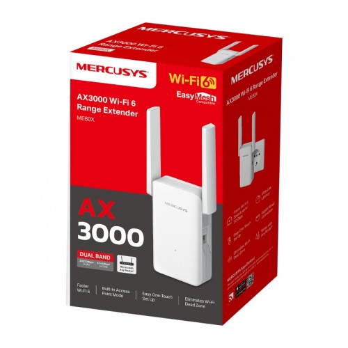 MERCUSYS range extender ME80X, WiFi 6, 3000Mbps AX3000, V1.0