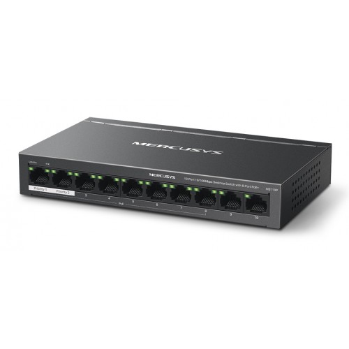 MERCUSYS desktop switch MS110P, 10x 10/100Mbps θύρες, PoE+, V1.0