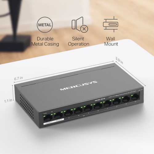 MERCUSYS desktop switch MS110P, 10x 10/100Mbps θύρες, PoE+, V1.0