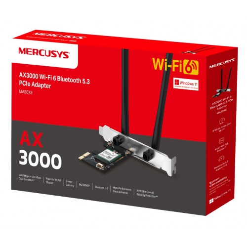 MERCUSYS κάρτα δικτύου WiFi 6 & Bluetooth MA80XE, 3000Mbps AX3000, PCIe, V2.0