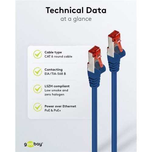GOOBAY καλώδιο δικτύου 68267, CAT 6 S/FTP, copper, 250MHz, 1m, μπλε