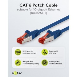 GOOBAY καλώδιο δικτύου 68267, CAT 6 S/FTP, copper, 250MHz, 1m, μπλε