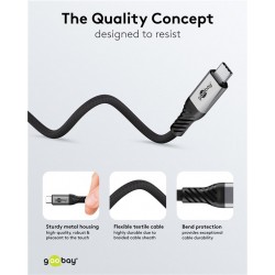 GOOBAY καλώδιο USB-C 74776, USB4, 240W, 80Gbps, 16K/60Hz, 1.5m, μαύρο