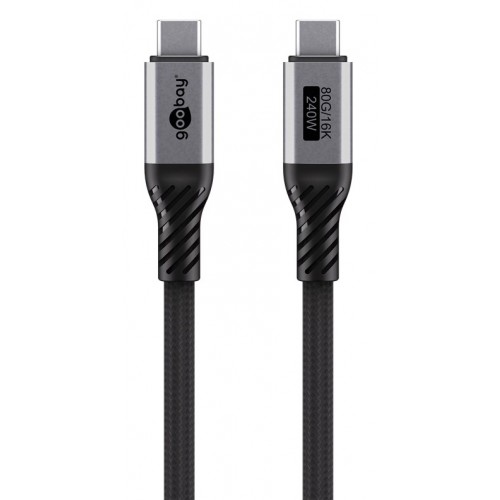 GOOBAY καλώδιο USB-C 74776, USB4, 240W, 80Gbps, 16K/60Hz, 1.5m, μαύρο