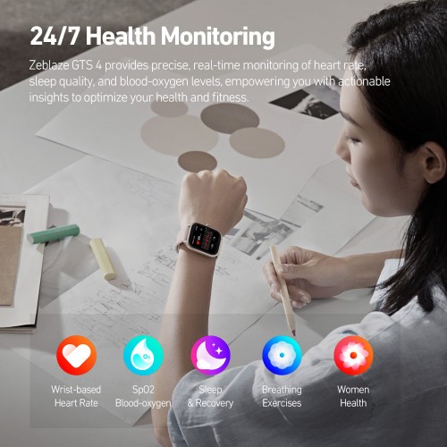 ZEBLAZE smartwatch GTS 4, heart rate, 1.94" AMOLED, IP68, μαύρο