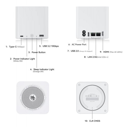 BEELINK mini PC/NAS ME Mini με 6x θέσεις M.2, Intel N95, 12GB, 1TB M.2, Windows 11 Home