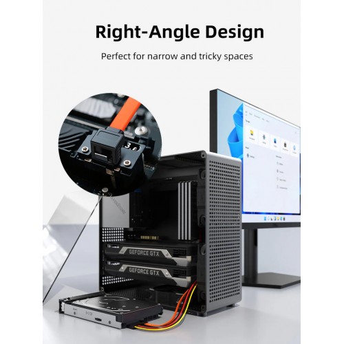 CABLETIME καλώδιο SATA III CT-SATA3R, γωνιακό, 6Gbps, 0.50m, πορτοκαλί