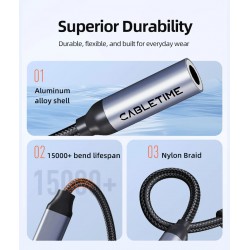 CABLETIME αντάπτορας USB-C σε 3.5mm CT-CMAUF-AG, γκρι
