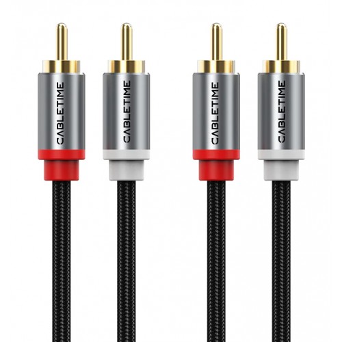 CABLETIME καλώδιο ήχου 2x RCA σε 2x RCA CT-RCA, 3m, μαύρο