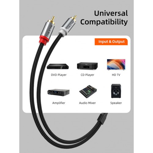 CABLETIME καλώδιο ήχου 2x RCA σε 2x RCA CT-RCA, 5m, μαύρο