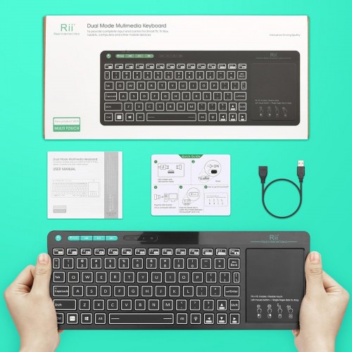 RIITEK ασύρματο πληκτρολόγιο Mini K18S με touchpad, RGB backlit, 2.4GHz & Bluetooth