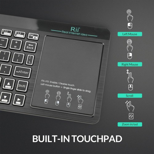 RIITEK ασύρματο πληκτρολόγιο Mini K18S με touchpad, RGB backlit, 2.4GHz & Bluetooth