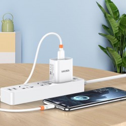 KAKUSIGA καλώδιο USB-C σε USB KSC-1024, σιλικόνης, 5A, 480Mbps, 0.25m, λευκό