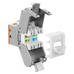 GOOBAY Keystone module RJ45 77947, CAT 6A STP, slim, toolfree, ασημί/πορτοκαλί
