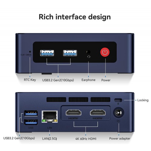BEELINK mini PC Mini S12, Intel N95, 12GB, 512GB M.2, Windows 11 Pro