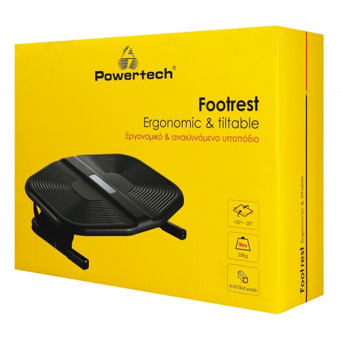 POWERTECH υποπόδιο γραφείου PT-1566 με ρυθμιζόμενη κλίση, μαύρο/λαδί