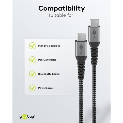 GOOBAY καλώδιο USB-C 49301, 60W, 480Mbps, 0.50m, μαύρο