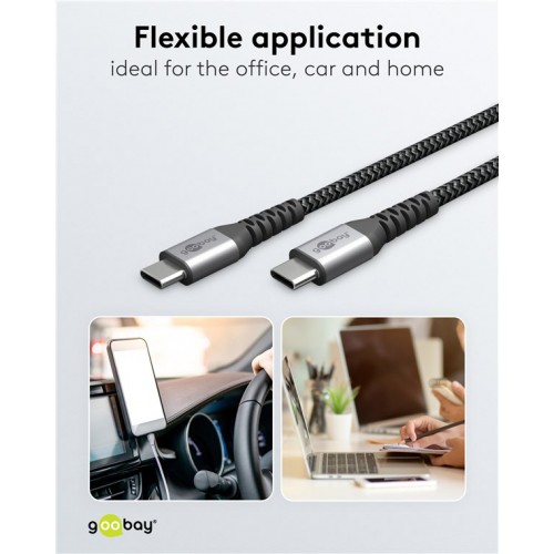 GOOBAY καλώδιο USB-C 49301, 60W, 480Mbps, 0.50m, μαύρο