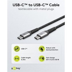 GOOBAY καλώδιο USB-C 49303, 60W, 480Mbps, 2m, μαύρο