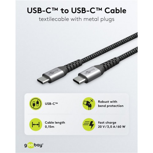GOOBAY καλώδιο USB-C 49303, 60W, 480Mbps, 2m, μαύρο