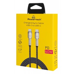 POWERTECH καλώδιο USB-C PTR-0198, PD 60W, 480Mbps, 1m, μαύρο