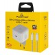 POWERTECH φορτιστής τοίχου PT-1581 με καλώδιο, USB-C, 40 έως 60W, GaN, AVS, λευκός