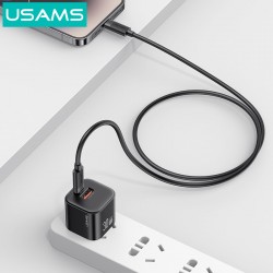 USAMS καλώδιο Lightning σε USB-C SJ781, 30W, 480Mbps, 1m, μαύρο