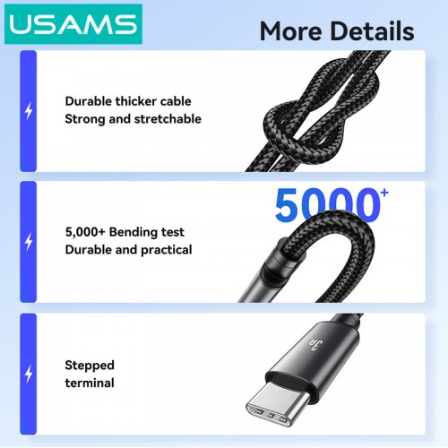 USAMS καλώδιο USB-C σε USB SJ767, 3A, 480Mbps, 1m, μαύρο