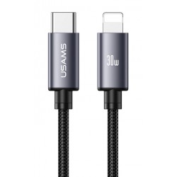 USAMS καλώδιο Lightning σε USB-C SJ770, 30W, 480Mbps, 1m, μαύρο