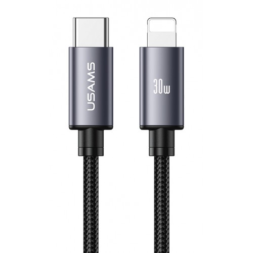 USAMS καλώδιο Lightning σε USB-C SJ770, 30W, 480Mbps, 1m, μαύρο