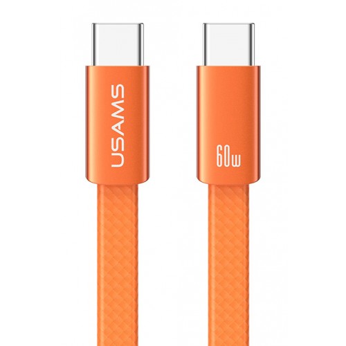 USAMS καλώδιο USB-C SJ783, 60W, 480Mbps, flat, 1.2m, πορτοκαλί