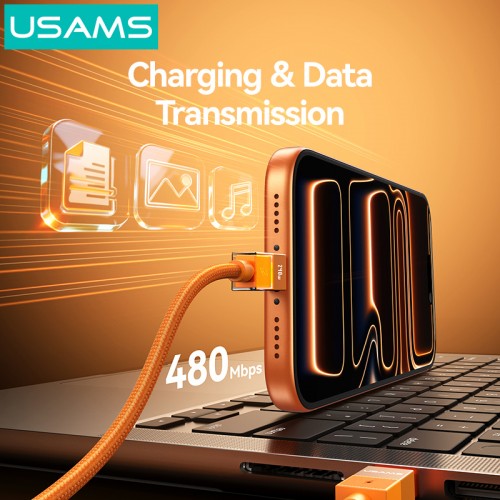 USAMS καλώδιο USB-C SJ775, 240W, 480Mbps, 1.2m, μαύρο