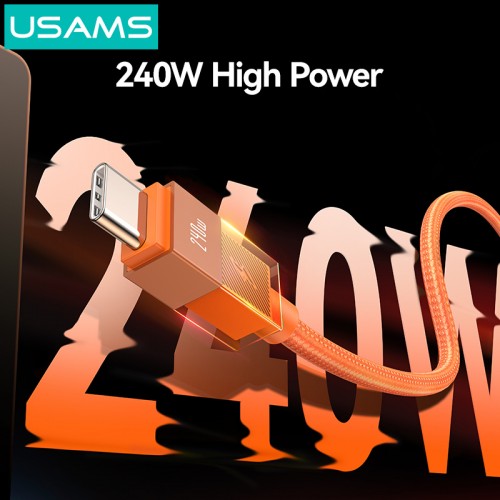USAMS καλώδιο USB-C SJ775, 240W, 480Mbps, 1.2m, πορτοκαλί