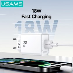 USAMS φορτιστής τοίχου CC324, USB, 18W, λευκός