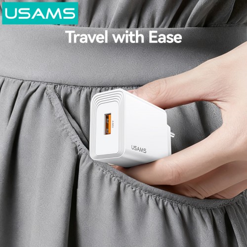 USAMS φορτιστής τοίχου CC324, USB, 18W, λευκός