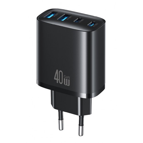 USAMS φορτιστής τοίχου CC330, 2x USB & 2x USB-C, 40W, GaN, μαύρος
