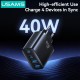 USAMS φορτιστής τοίχου CC330, 2x USB & 2x USB-C, 40W, GaN, μαύρος