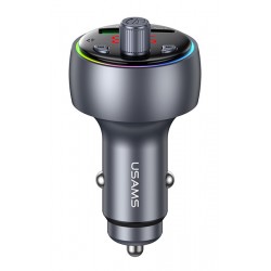 USAMS FM transmitter & φορτιστής CC328, USB/USB-C, 30W, Bluetooth, μαύρο