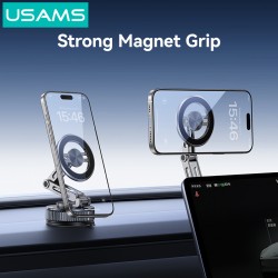USAMS βάση smartphone αυτοκινήτου ZJ087 για ταμπλό/παρμπρίζ, μαγνητική, μαύρη