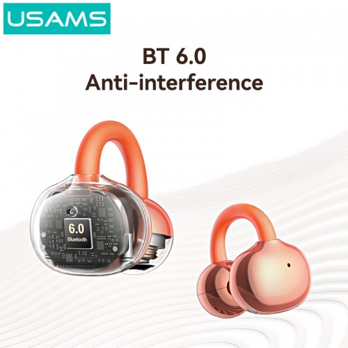 USAMS earphones με θήκη φόρτισης Echo R03, OWS, Φ11mm, 40/300mAh, μπλε