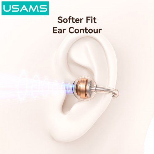 USAMS earphones με θήκη φόρτισης Echo R03, OWS, Φ11mm, 40/300mAh, πορτοκαλί