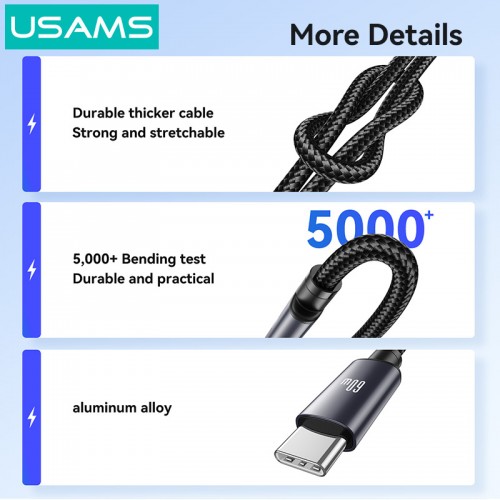 USAMS καλώδιο USB-C SJ769, 60W, 480Mbps, 1m, μαύρο