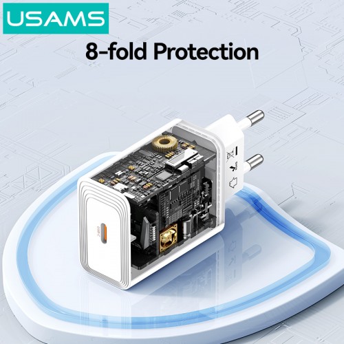 USAMS φορτιστής τοίχου CC325, USB-C, 20W, λευκός