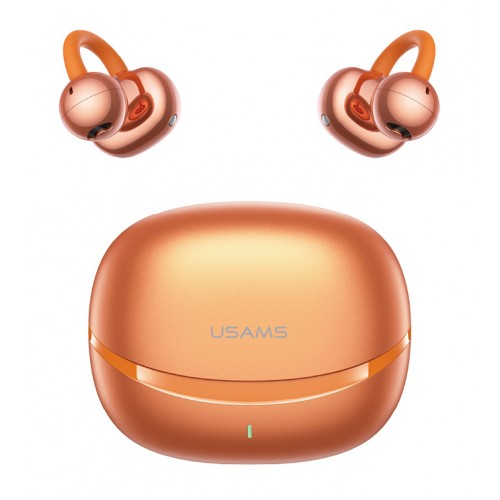 USAMS earphones με θήκη φόρτισης Echo R03, OWS, Φ11mm, 40/300mAh, πορτοκαλί