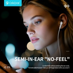 CELEBRAT earphones με μικρόφωνο G39, USB-C σύνδεση, 14mm, 1.2m, μαύρα