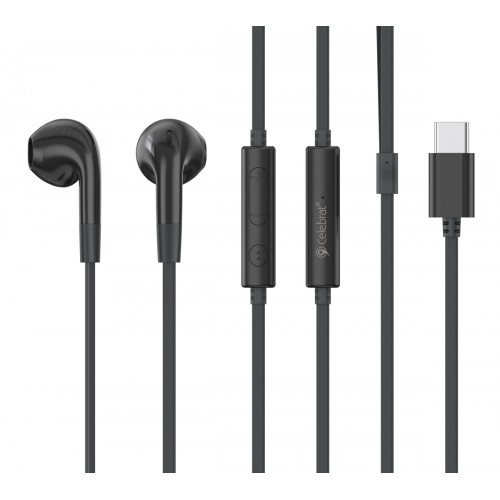 CELEBRAT earphones με μικρόφωνο G39, USB-C σύνδεση, 14mm, 1.2m, μαύρα