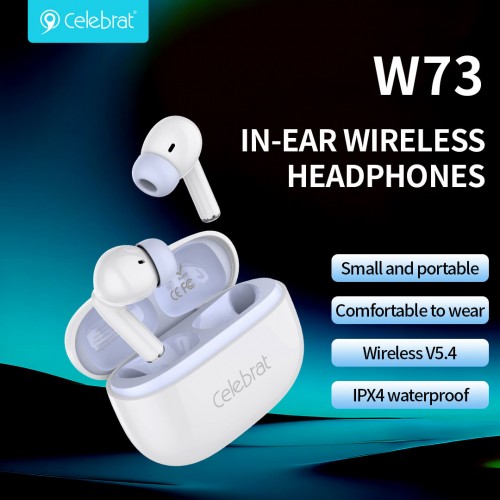 CELEBRAT earphones με θήκη φόρτισης W73, True Wireless, 13mm, 33/380mAh, μαύρα