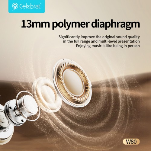 CELEBRAT earphones με θήκη φόρτισης W80, True Wireless, 13mm, 30/230mAh, γκρι