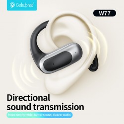 CELEBRAT earphones με θήκη φόρτισης W77, OWS, 12mm, 40/400mAh, μαύρα